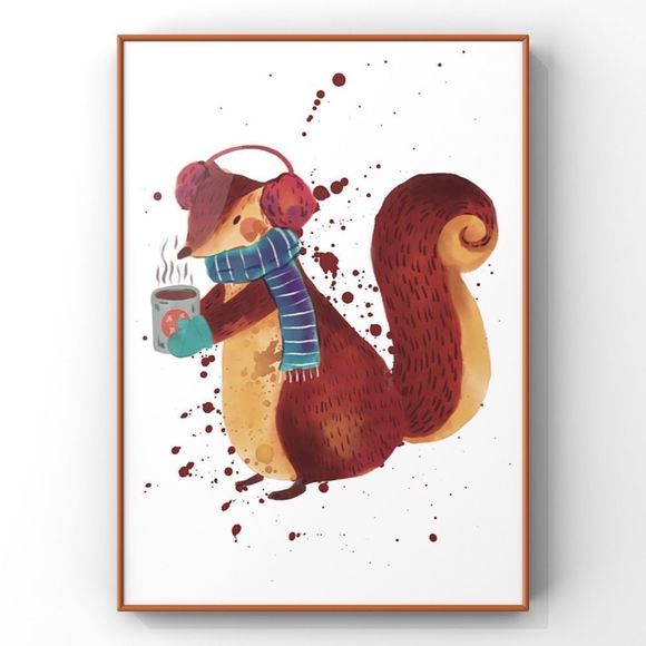 Christmas cute animal squirrel handmade holiday Gift home decor wall art - Picture 1 of 4